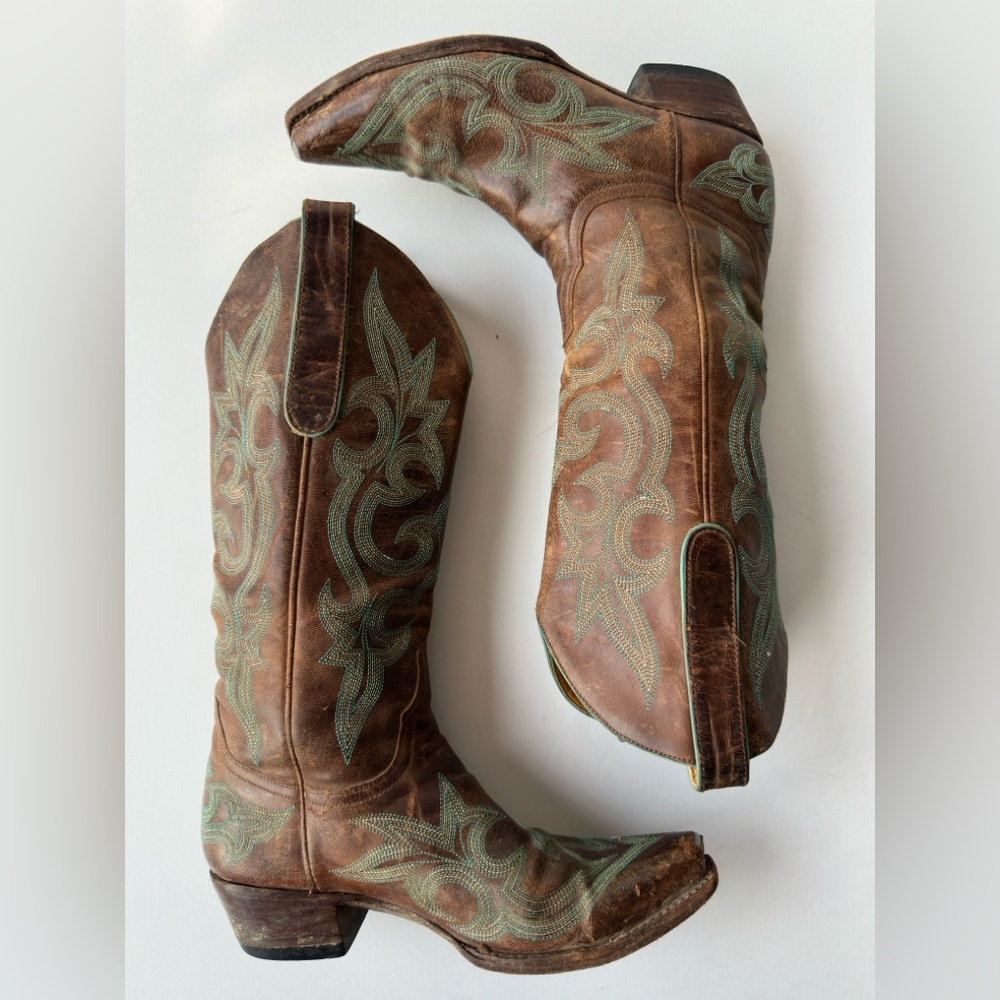 OLD GRINGO DIEGO Snip Toe Cowgirl Western Boots Turquoise Stitch Size 6,5 B - Picture 6 of 11